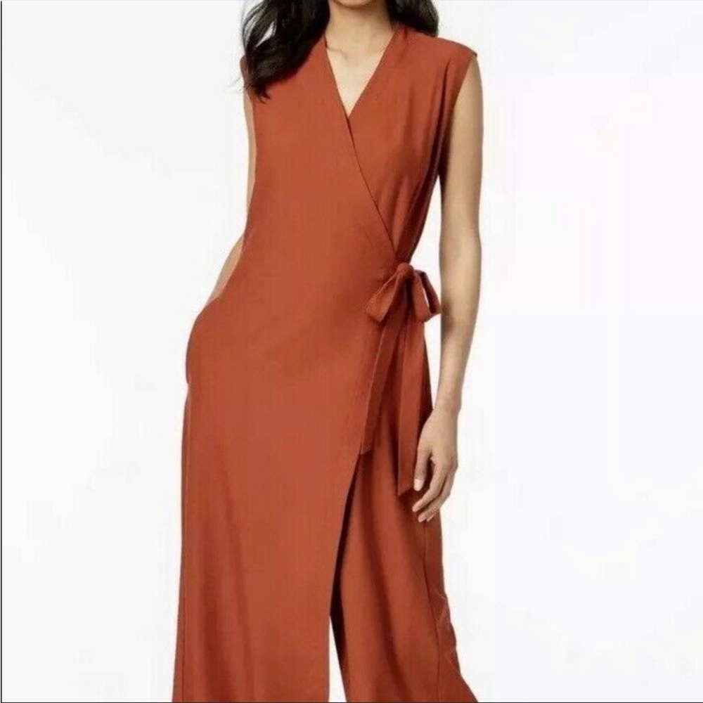 Eileen Fisher Deep Pekoe Wrap Jumpsuit - Rust Color - Size XXSmall